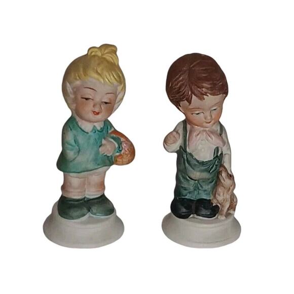 Lot of 2 Vintage Napcoware Little Girl Basket & Boy Dog No C 8546Japan - Picture 14 of 14